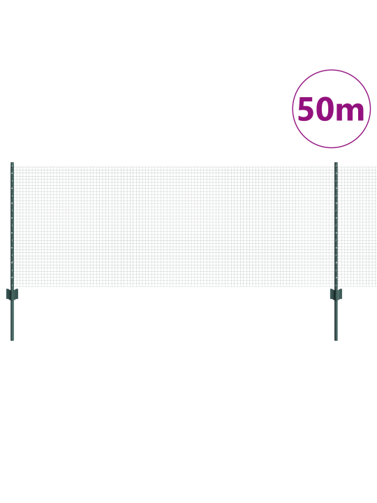 Metāla žogs ar 22 u stabiem zaļā krāsā 0.8x50 m tērauds