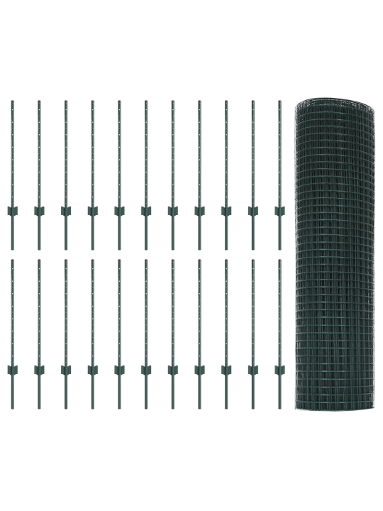 Metāla žogs ar 22 u stabiem zaļā krāsā 0.8x50 m tērauds