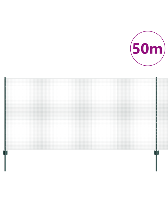 Metināta vara žogs ar 22 u stabiem zaļš 1.2x50 m tērauds
