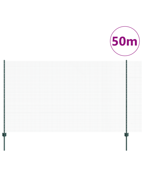 Metināta stieple ar 22 u stabiem zaļš 1.4x50 m tērauds