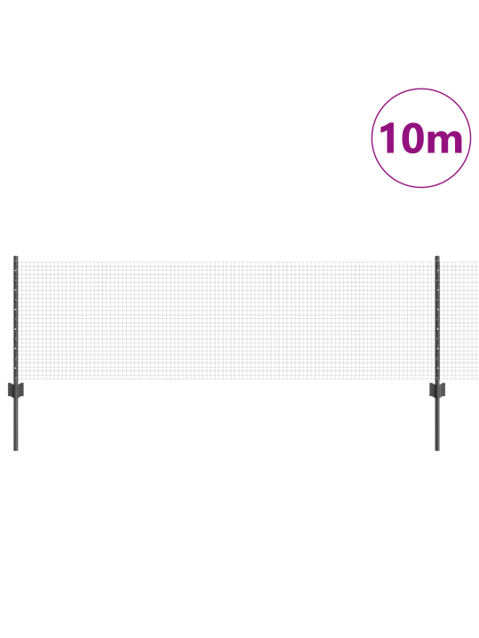 Metinātā stieples žoga komplekts ar 5 u stabiem pelēks 0.6x10 m tērauds