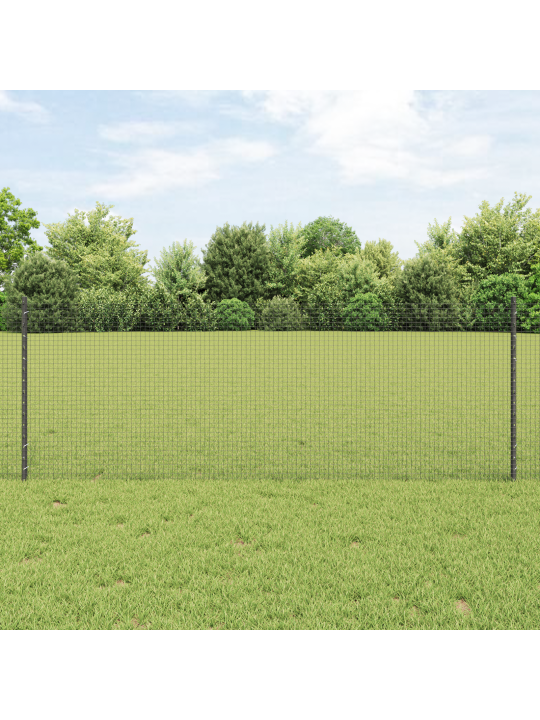 Metināta stieņu siena ar 5 u stabiem, pelēka, 0.8x10 m tērauda