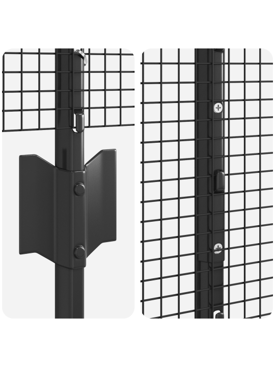 Metinātās stieples žogs ar 10 u stabiem pelēks 1.2x10 m tērauds
