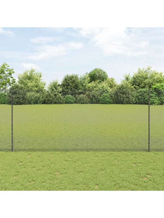 Metinātā stieņu žogs ar 10 u stabiem pelēks 1.4x10 m tērauds