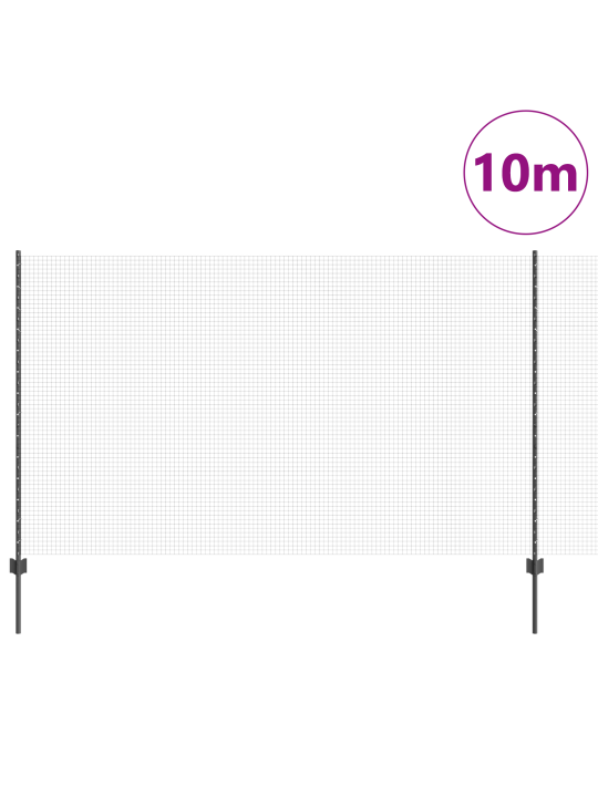 Metināts stiepļu žogs ar 10 u stabiem pelēks 1.4x10 m tērauds