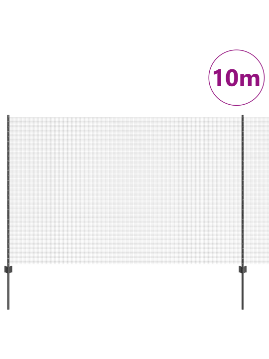 Metinātā stieple ar 10 u stabiem pelēks 1.5x10 m tērauds