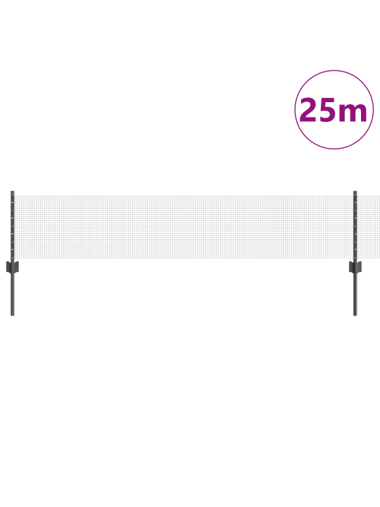 Lodētā stieplu žogs ar 11 u stabiem pelēks 0.4x25 m tērauds