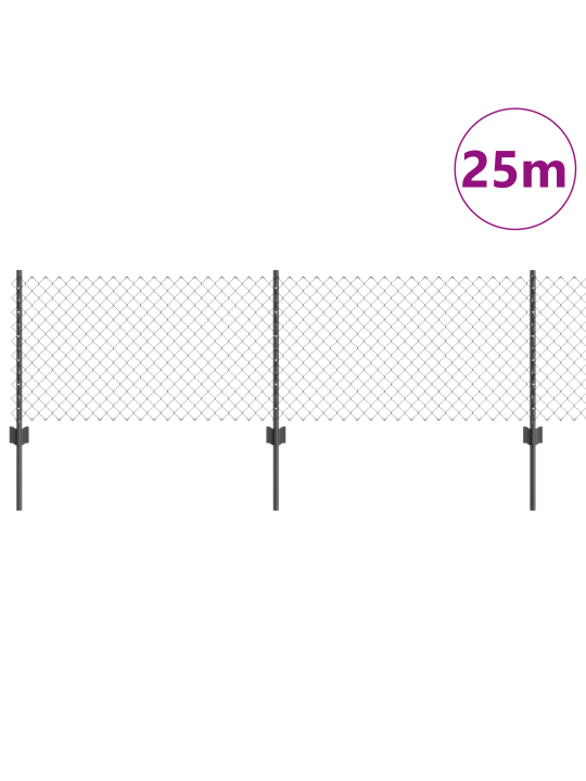 Metināts stieples žogs ar 11 u stabiem pelēks 0.4x25 m tērauds
