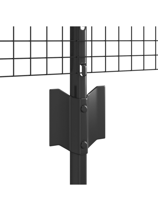 Metinātā stieples žogs ar 11 u stabiem pelēks 0.6x25 m tērauds