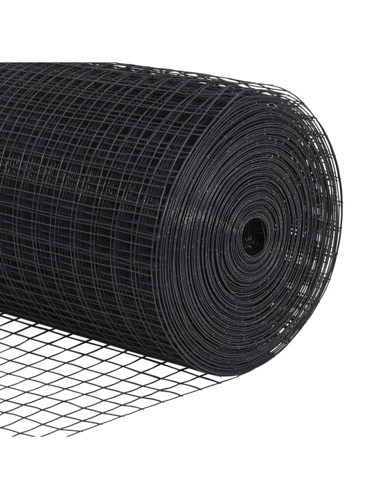 Metinātā stieples žogs ar 11 u stabiem pelēks 0.6x25 m tērauds