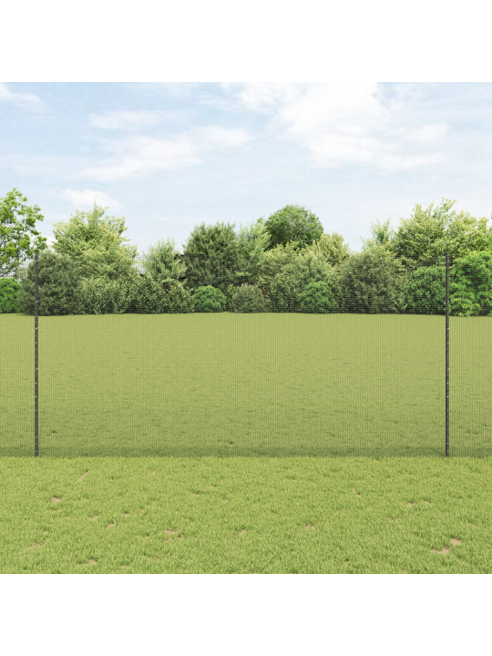 Metinātais stieples žogs ar 44 u stabiem pelēks 1.5x50 m tērauds