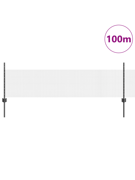 Metinātā stieņu žogs ar 44 u stabiem pelēks 0.5x100 m tērauda