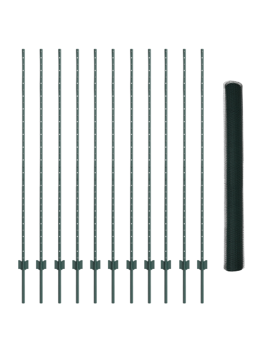 Sešstūra dārza žogu komplekts 2 gabali zaļš metāls 25 x 1.5 m
