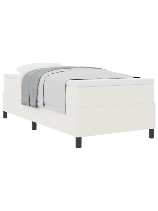 Box spring gulta ar matraci krēmkrāsas vienvietīgā korduroja auduma