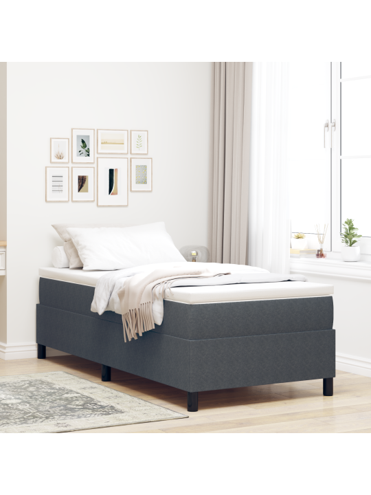 Kastes gulta ar matraci tumši pelēka 90x200 cm korduroja audums