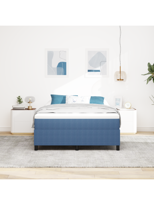 Kaste gulta ar matraci zila 140x200 cm korduroja audums