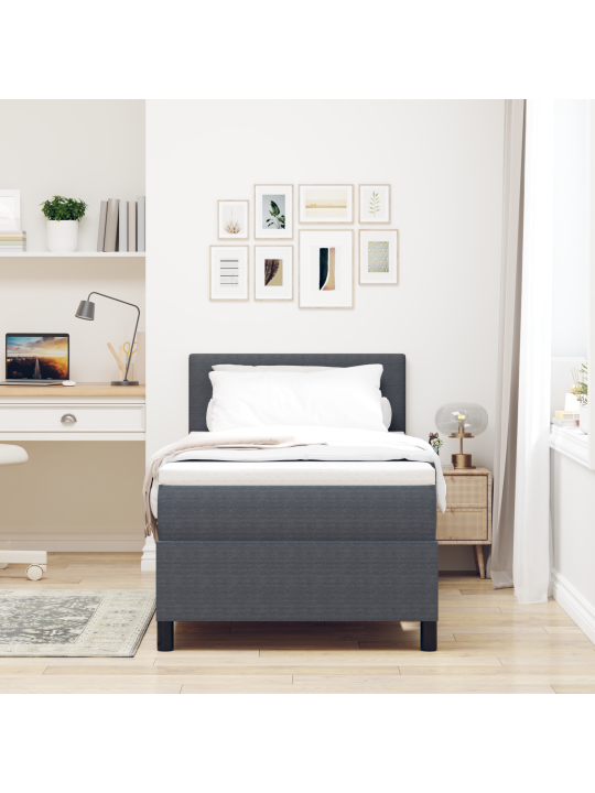 Gulta komplektā ar matraci tumši pelēka 90 x 200 cm korduroja audums
