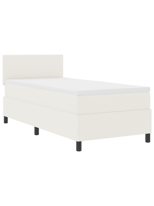 Kaste pamatne gulta ar matraci krēmkrāsā 90x200 cm korduroja audums