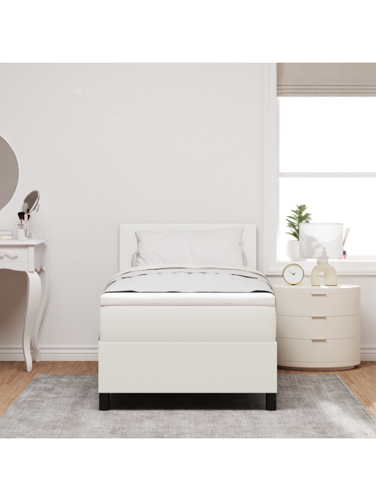 Kaste pamatne gulta ar matraci krēmkrāsā 90x200 cm korduroja audums