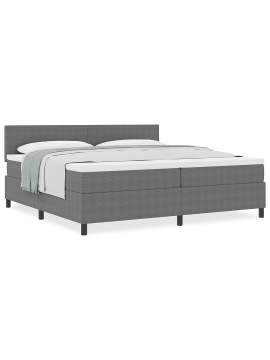 Kastes atsperes gulta ar matrači light grey 200x200 cm kordūras audums