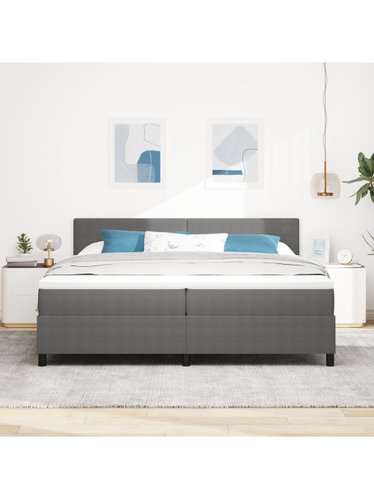 Kastes atsperes gulta ar matrači light grey 200x200 cm kordūras audums