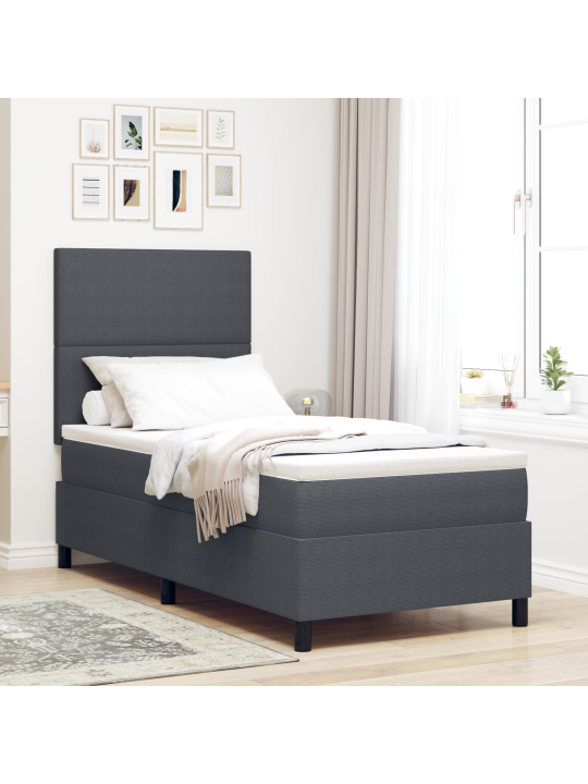 Kaste gulta ar matrača tumši pelēka 80x200 cm kordūras audums