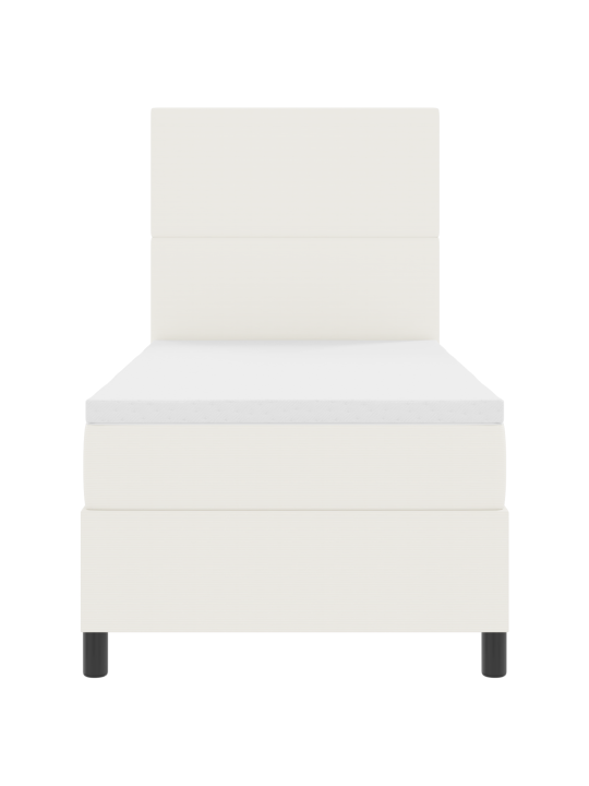Kastīšu gulta ar matraci krēmkrāsā 80x200 cm korduroja audums