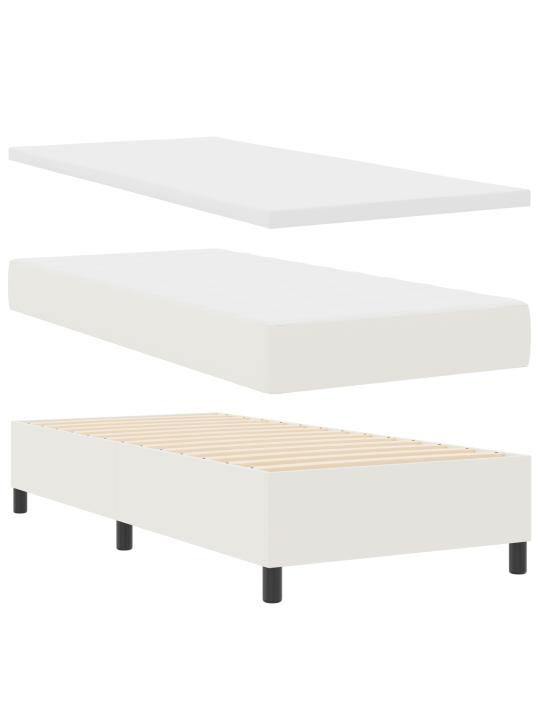 Kastītes pavasara gulta ar matracis krēmkrāsā 100x200 cm korduroja audums