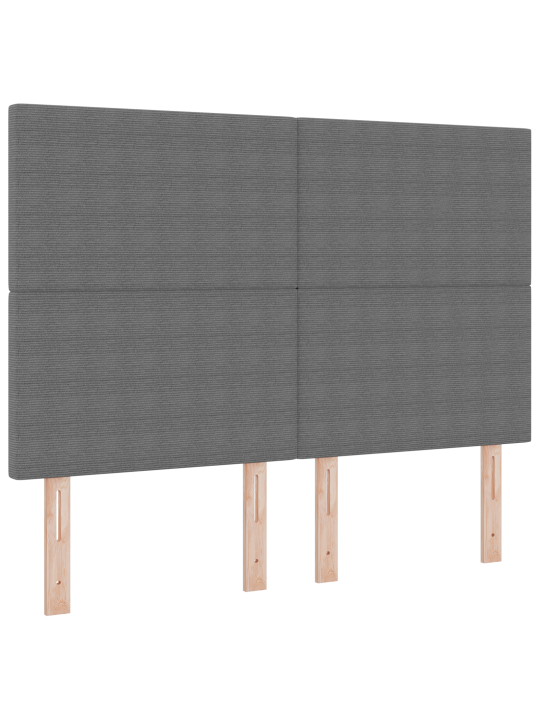 Gultas pamatne ar matraci pelēkā krāsā 160x200 cm korduroja audums
