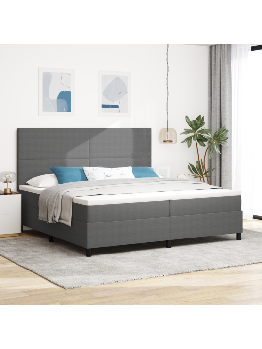 Gultas pamatne ar matraci gaiši pelēks 200x200 cm korduroja audums