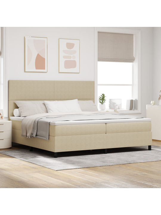 Box spring gulta ar matraci gaiši zaļā pelēkā krāsā 200x200 cm kordūras audums
