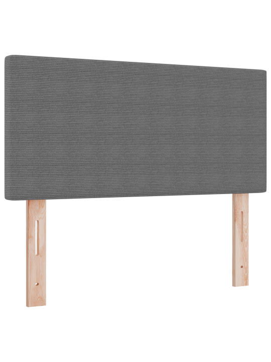 Kastītes atsperu gulta ar matraci & led gaismu pelēkā krāsā 90x200 cm korduroja audums