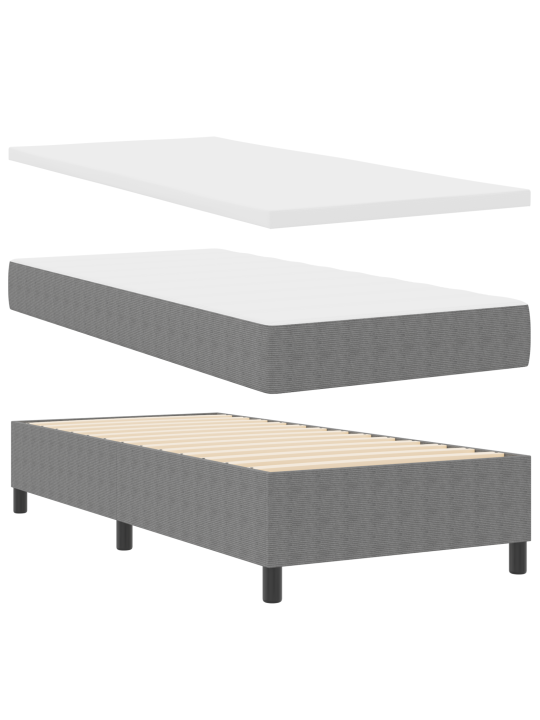 Gultas pamats ar matraci & led gaisma pelēkā 100x200 cm adas audumā