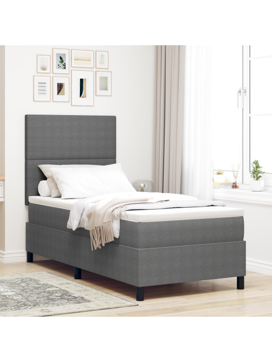 Gultas pamats ar matraci & led gaisma pelēkā 100x200 cm adas audumā