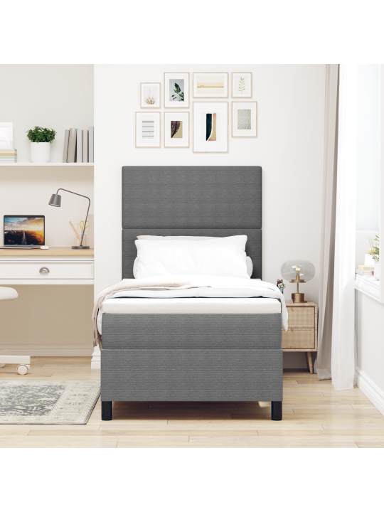 Gultas pamats ar matraci & led gaisma pelēkā 100x200 cm adas audumā