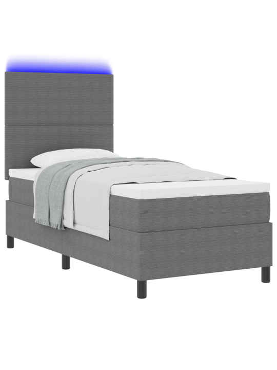 Gultas pamats ar matraci & led gaisma pelēkā 100x200 cm adas audumā