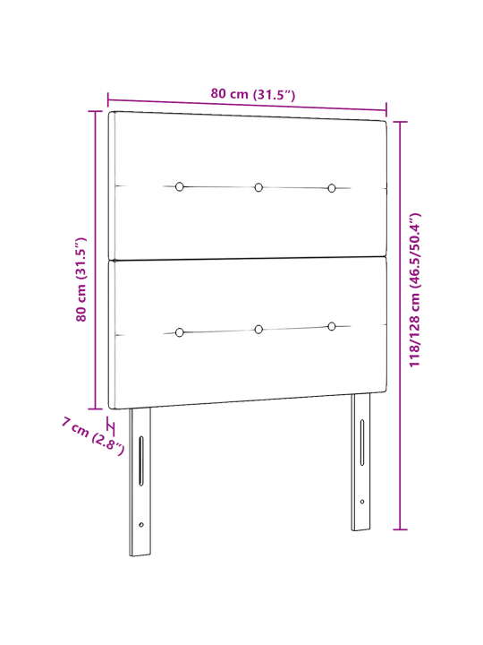 Gultas galvgalis ar pogu iedobēm tumši brūns 80 cm audums