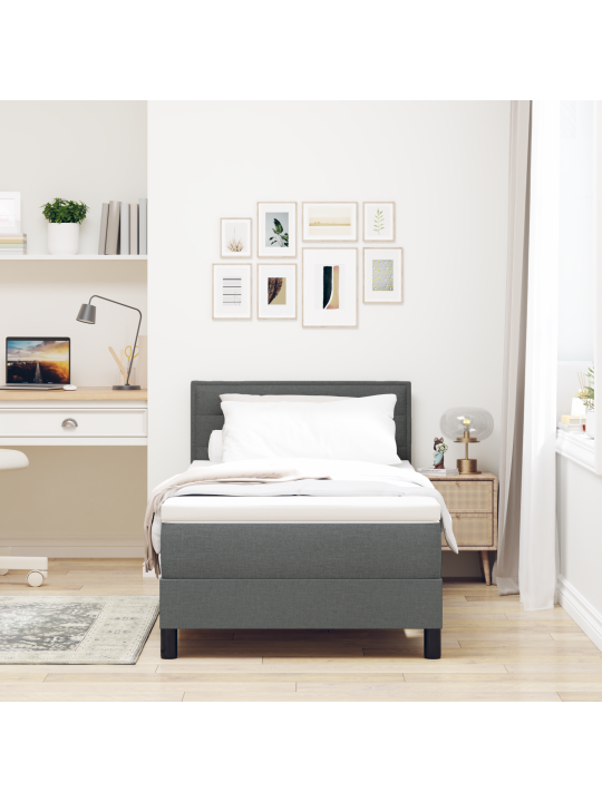 Box spring gulta ar matraci tumši pelēks 90x190 cm audums