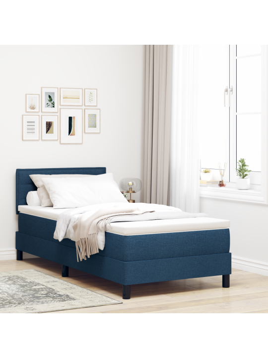 Kaste spilvena gulta ar matraci zila 90x190 cm audums