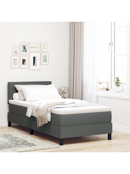 Boksspringa gulta ar matraci tumši pelēka 90x200 cm audums