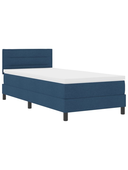 Kastīte ar atsperes gultu un matraci zila 90x200 cm audums