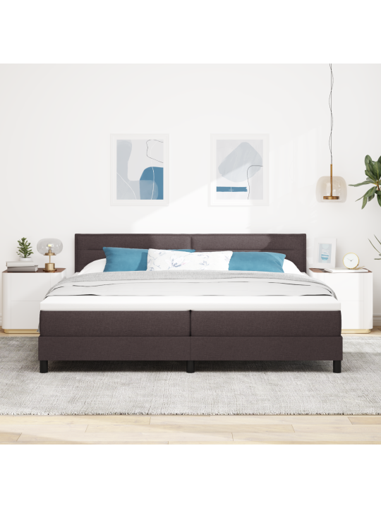 Kastes atsperu gulta ar matraču tumši brūnā krāsā 200x200 cm audums