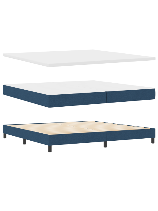 Box spring gulta ar matraci zila 200x200 cm audumā