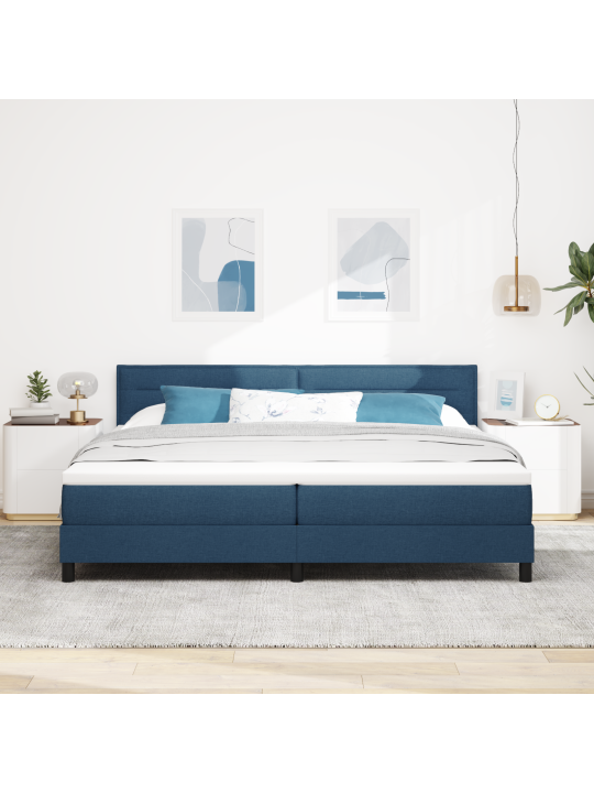 Box spring gulta ar matraci zila 200x200 cm audumā
