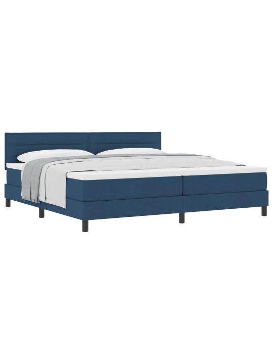 Box spring gulta ar matraci zila 200x200 cm audumā