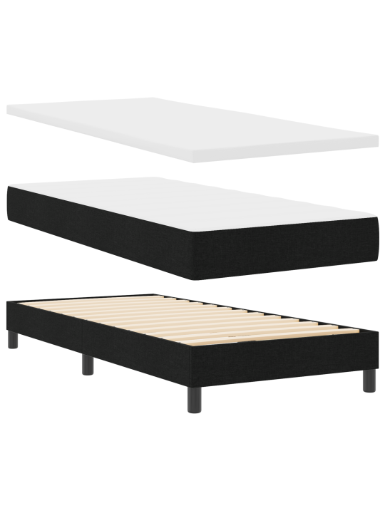 Lielā gulta ar matraci melns 90x200 cm audums