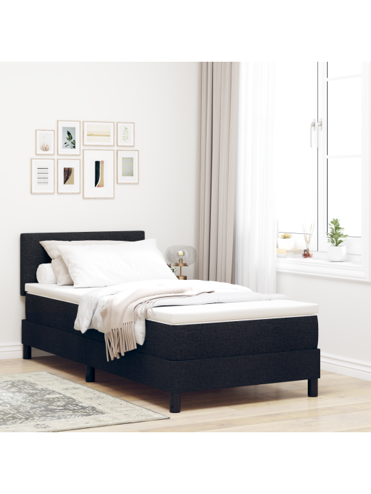 Lielā gulta ar matraci melns 90x200 cm audums