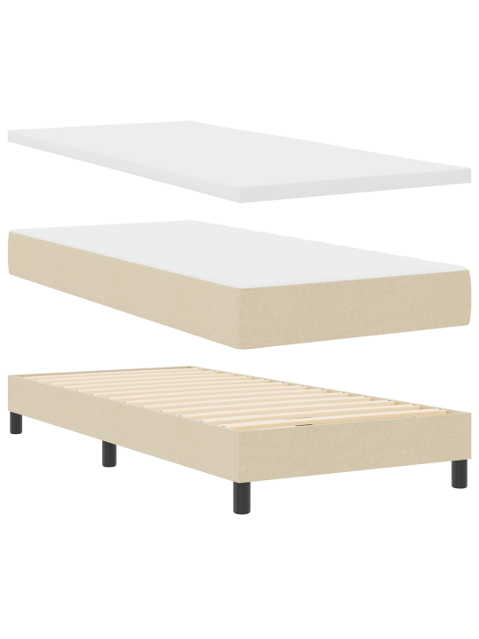 Gultas rāmja atsperes gulta ar matraci krēmkrāsā 100x200 cm audums