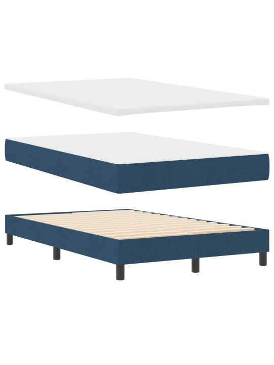 Box spring gulta ar matraci, tumši zila, 120x200 cm, audums