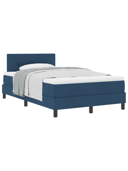 Box spring gulta ar matraci, tumši zila, 120x200 cm, audums